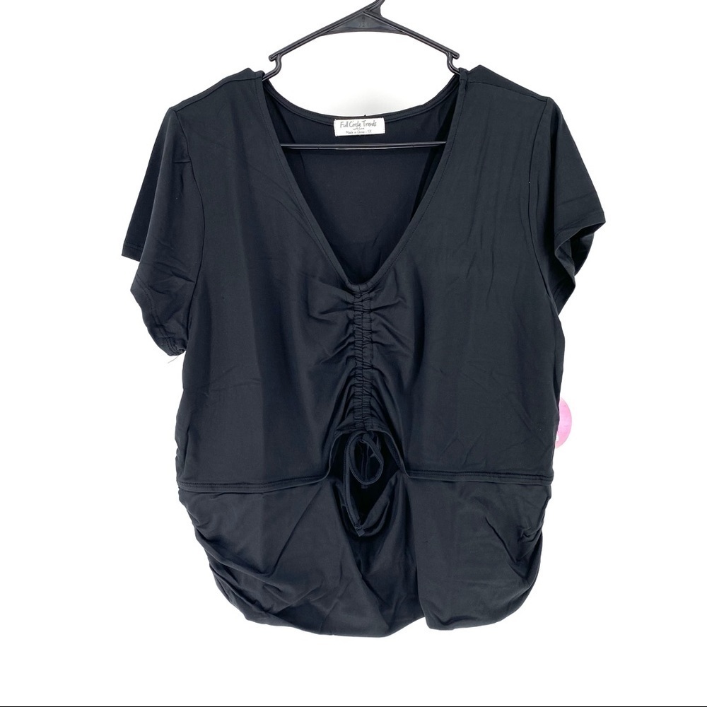 Full Circle Trends Women's Tie Front Ruched Top